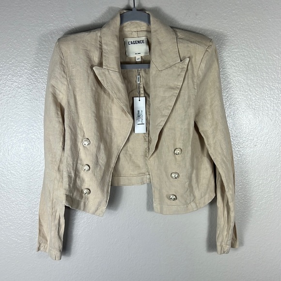 (SOLD) L'AGENCE Dolly Crop Linen Blazer - Picture 4 of 9